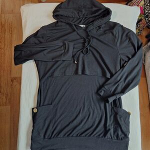 Ginkana Maternity / Nursing Top Black Hoodie sz L